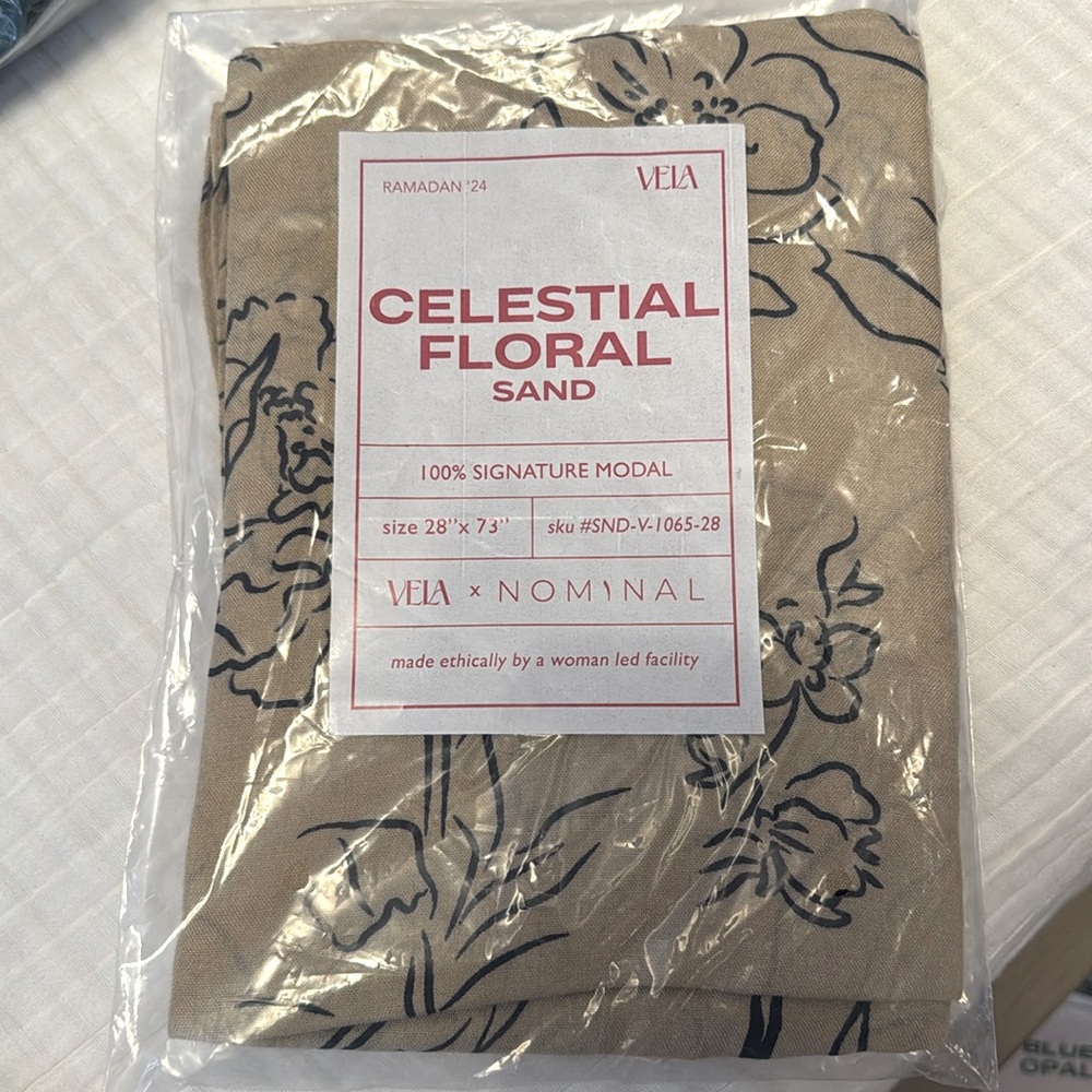 NWT packaged Vela Scarves celestial floral sand modal hijab scarf